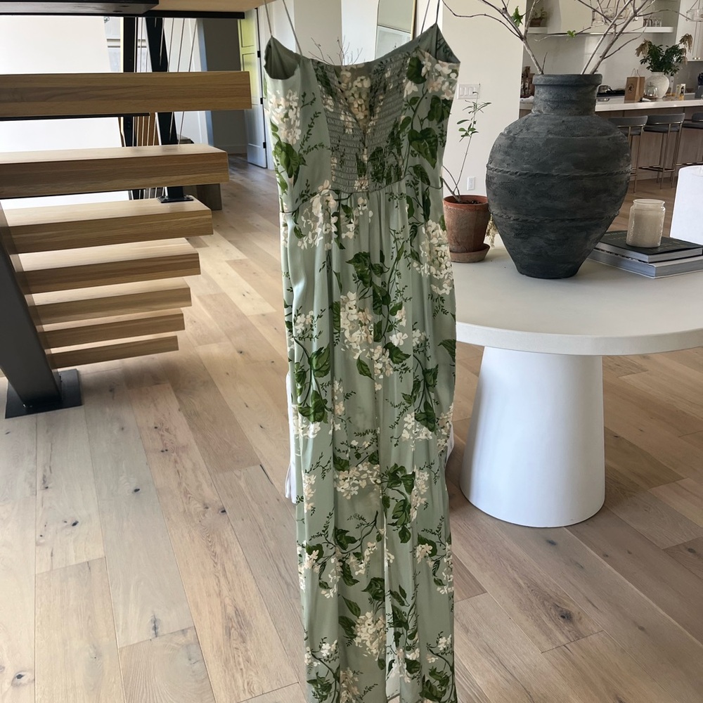 Reformation Frankie silk Floral Mint Green Slip Dress - Picture 8 of 12